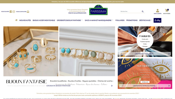 Page d'accueil du site Internet de Parissima