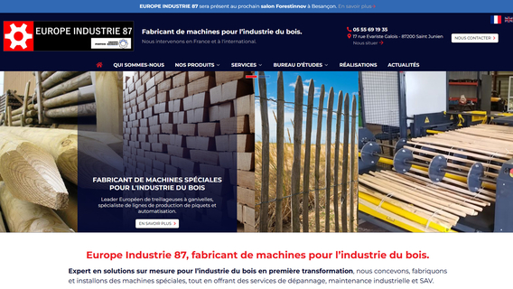 Site Internet d'Europe Industrie 87 à Saint Junien