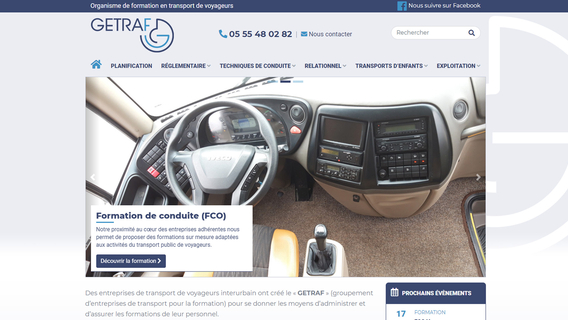 Site Internet de l'organisme de formation en transport de voyageurs GETRAF