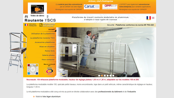 Site Internet de la Plateforme roulante modulable TSCS