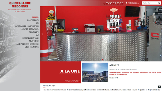 Site Internet de la quincaillerie Fredonnet à Rochechouart